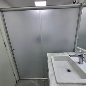 Box para banheiro de vidro jateado modelo frontal